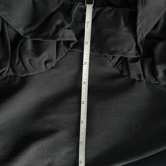 Zara Black Ruffle Sleeve Ruched Crop Top Off Shoulder Sweetheart Neck M 0061 - Picture 6 of 7